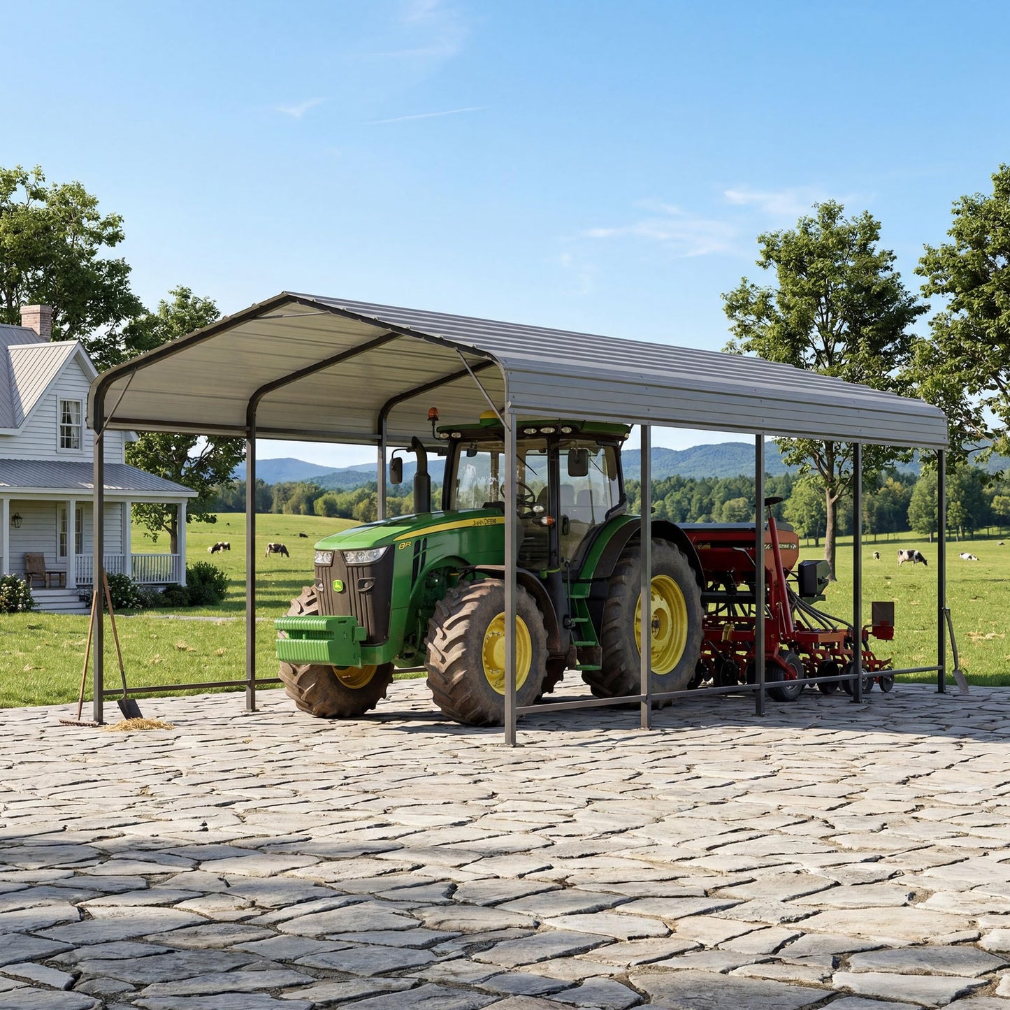 COSIEST 10x20 FT Heavy Duty Metal Carport, Galvanized Steel Roof All Weather Garage Canopy, Waterproof, Windproof, Outdoor Car Shelter for Car, Truck, Boats