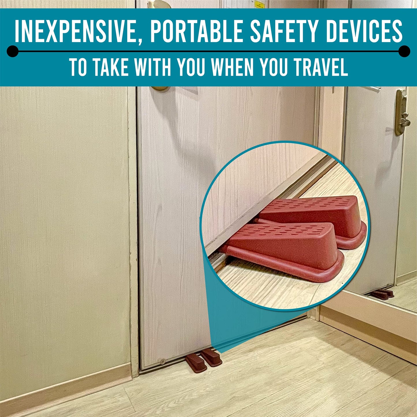 Door Wedge Stopper - 6 Pack (Maroon) - Classic Style - Rubber - Floor Mount - Doorstop