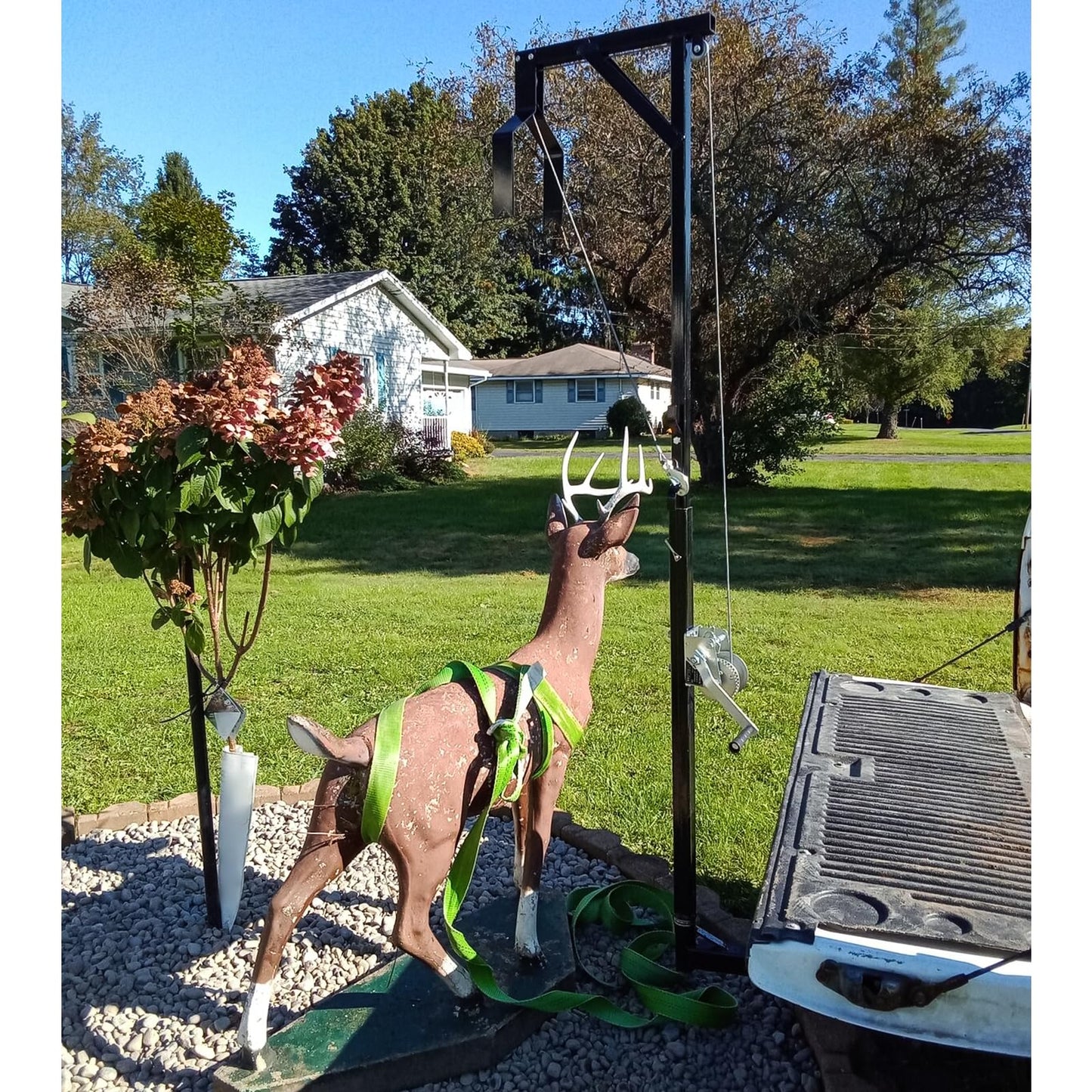 ECOTRIC Truck 2" Hitch Game Hunting Hoist, 600LB Big Game Hunting Deer Hoist, Include Gambrels Winch for Skinning or Cleaning Game, Winch Lift Gambrel Set 360 Degree Swivel Hitch Mounted