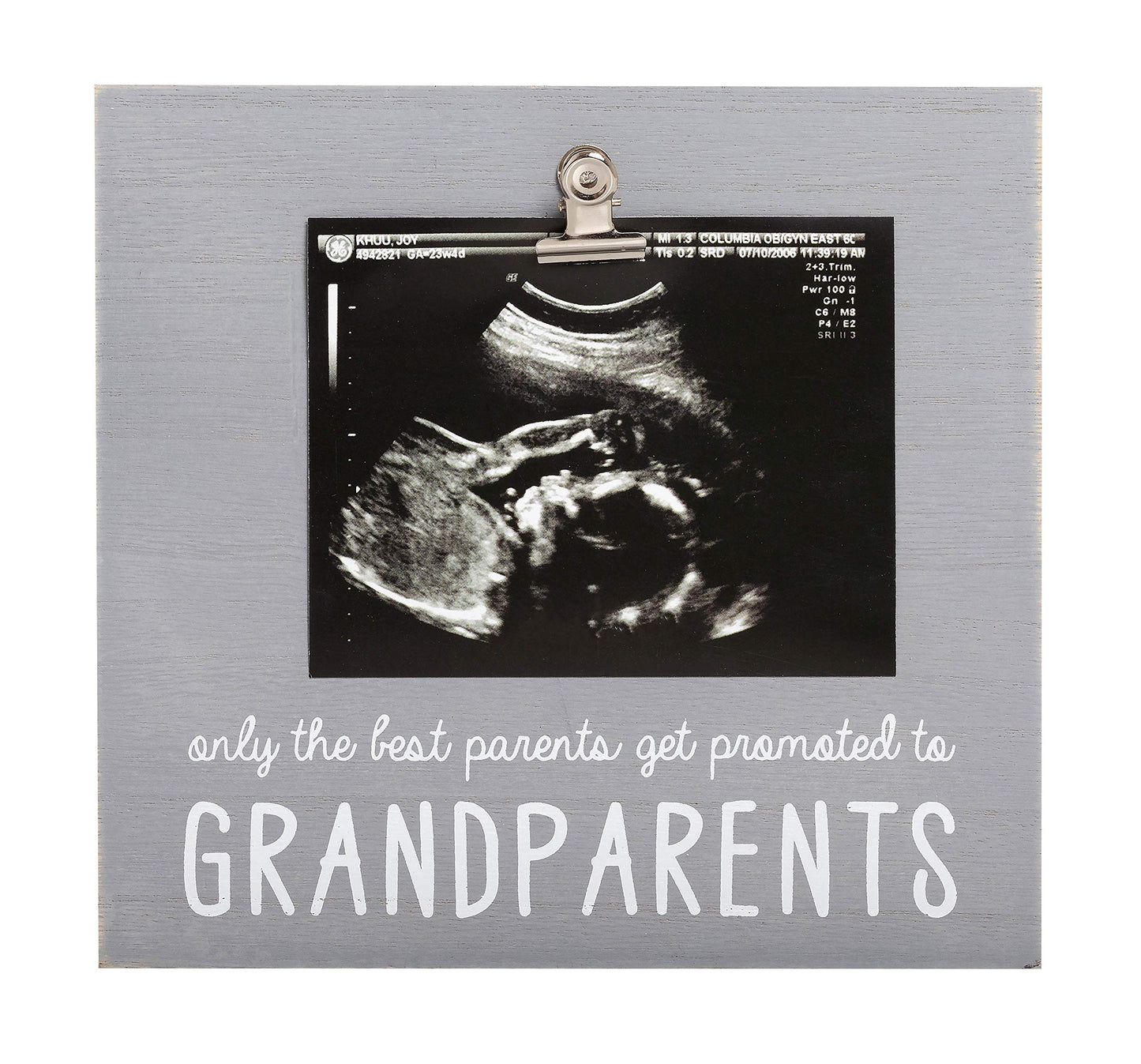 Pearhead Grandparents Pregnancy Announcement Sonogram Picture Frame, Ultrasound Photo Gift and Pregnancy Reveal Keepsake for Grandmothers and Grandfathers, Distressed Gray