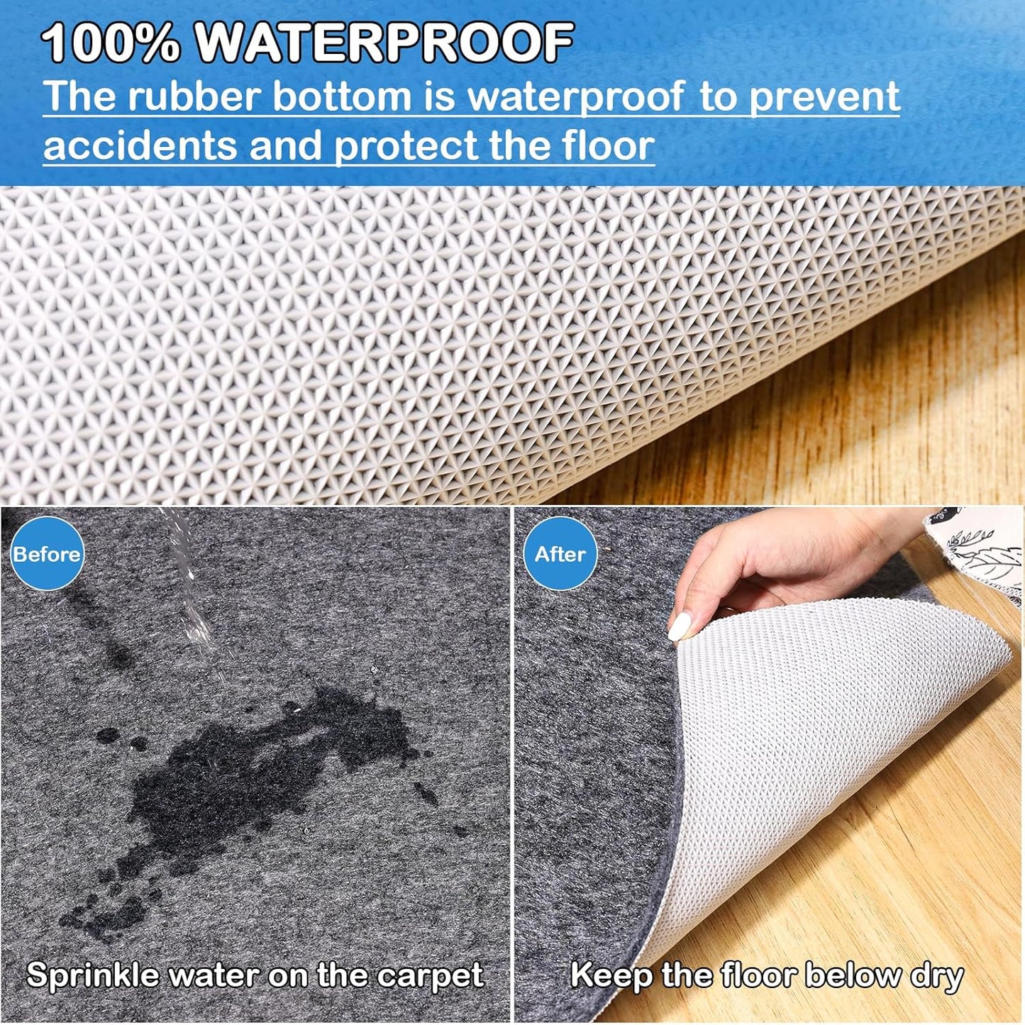 Skiennix Non-Slip Rug Pad - 100% Waterproof & Durable | Extra Large 8 x 10 ft for All Floors