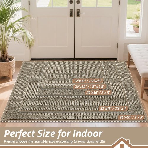 BEQHAUSE Dirt Trapper Door Mat - Non-Slip, Washable, Absorbent 32" x 48" Light Beige Entrance Mat