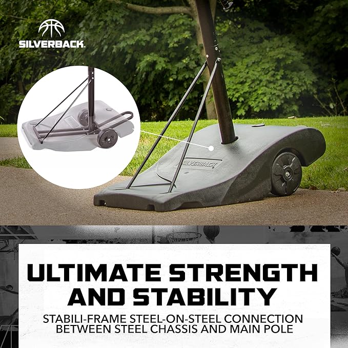 Silverback NXT Portable Adjustable 10ft Outdoor Basketball Hoop - 50" and 54" Basketball Goal Backboard Available - Assembles in 90 Minutes