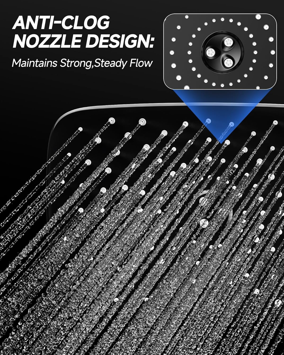 Veken Rain Shower Head - 11.8" Rectangular Stainless Steel Showerhead with Adjustable Arm | Chrome Finish