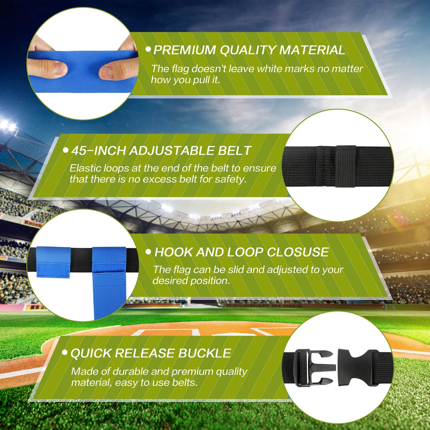 Uikro Flag Football Belts, 14 Player Adjustable Flag Football Set for Sports Training Competition (Red & Blue)