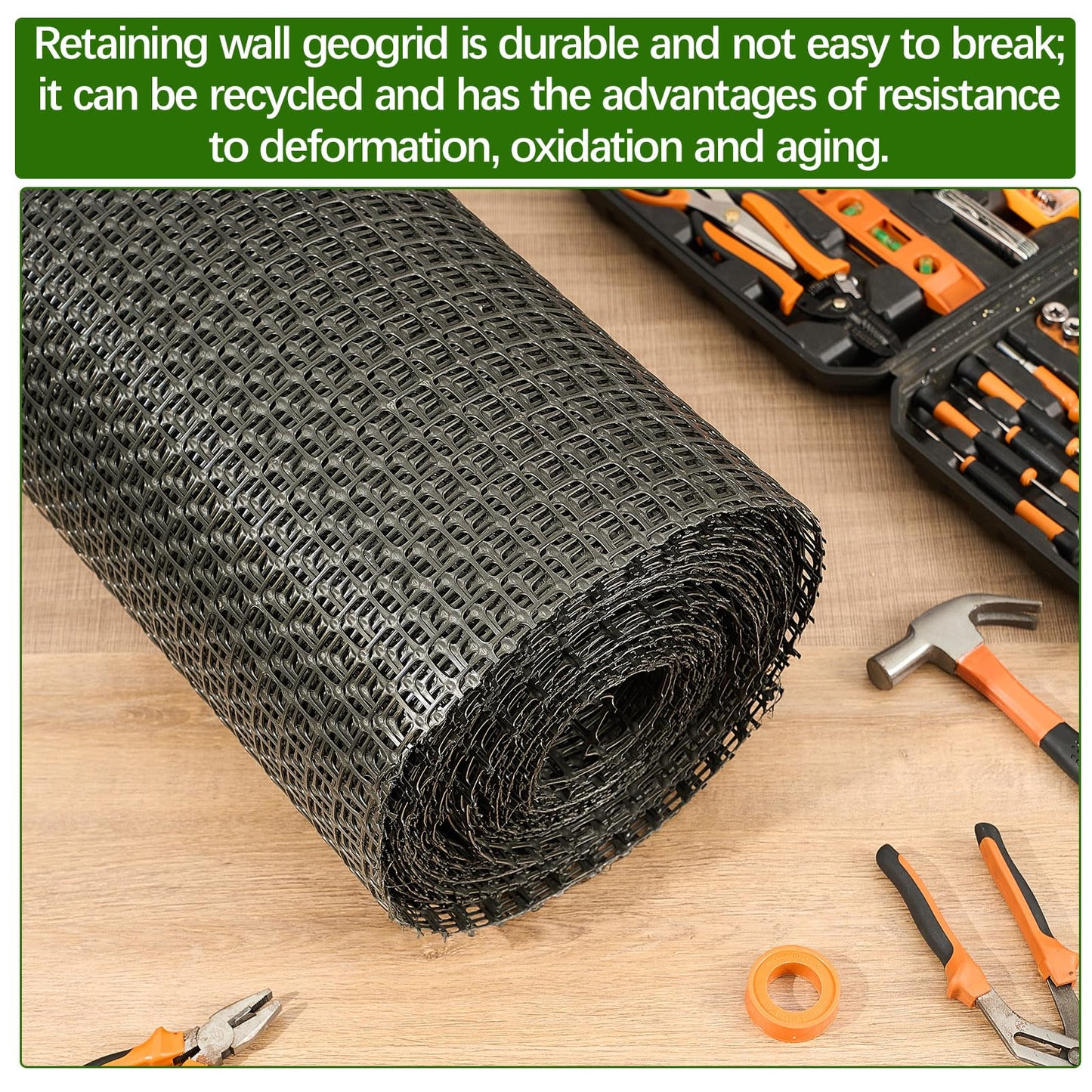 Wesnoy 3ft x 164ft Bi-Directional Universal Retaining Wall Geogrid Driveway Stabilization Grids Gravel Grid Walls Geocell Geogrid for Retaining Wall