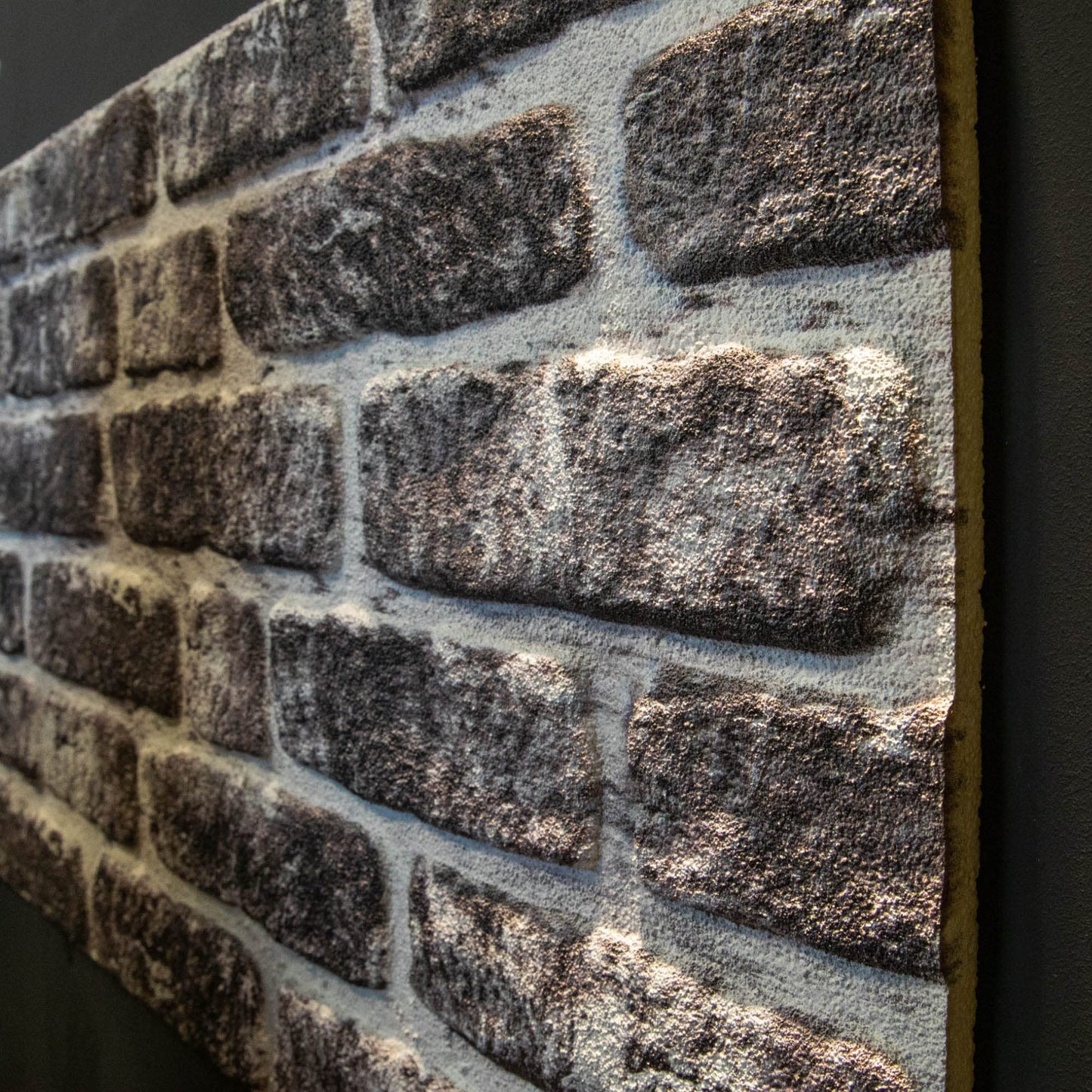 Dundee Deco 3D Wall Panels Faux Brick - Cladding, Charcoal White Stone Look Wall Paneling, Styrofoam Facing for Living Room, Kitchen, Bathroom, Balcony, Bedroom, Set of 10, Covers 54 sq ft