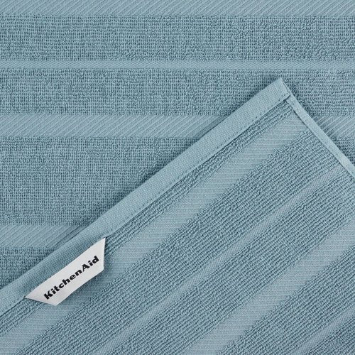 KitchenAid Albany Kitchen Towel 4-Pack Set, Fog Blue/White, 16"x26"