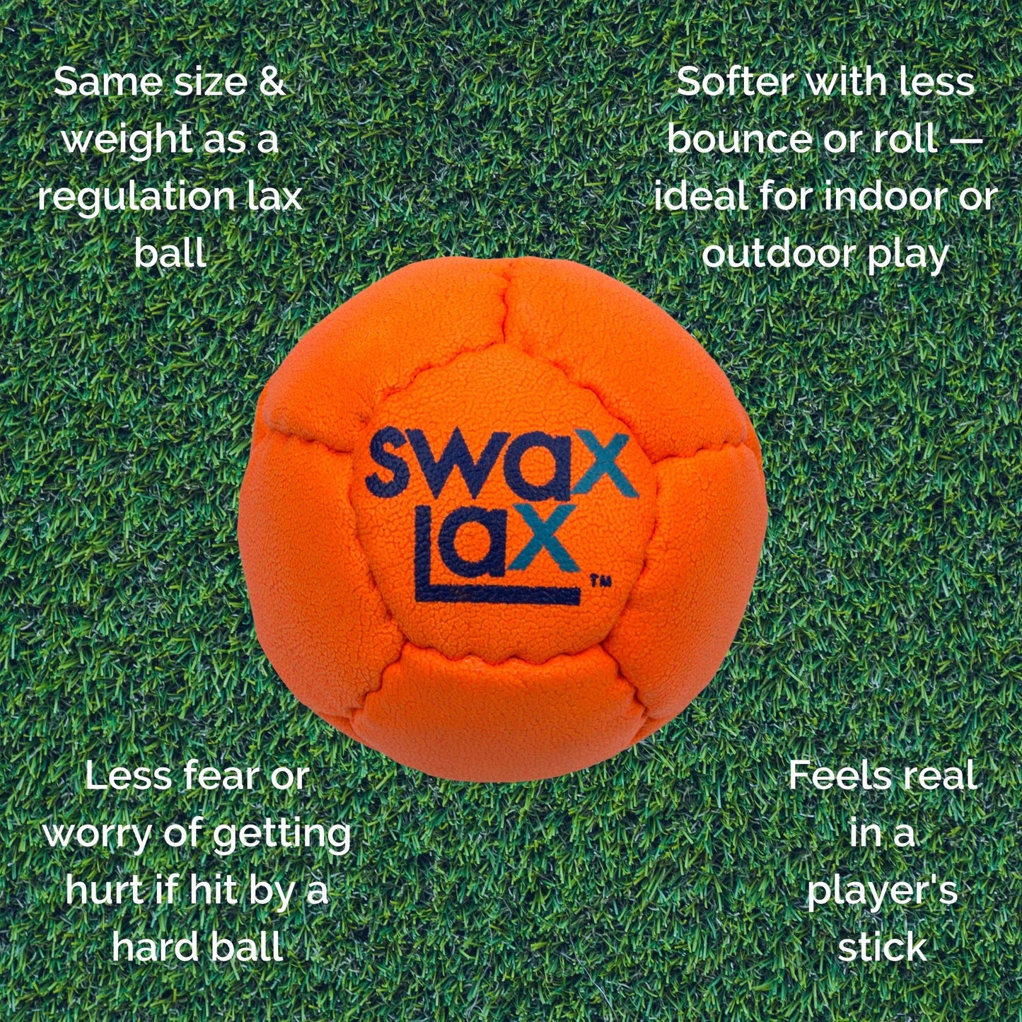 SWAX LAX Lacrosse Training Ball - Indoor Outdoor Practice Less Bounce & Rebounds (1 Orange)