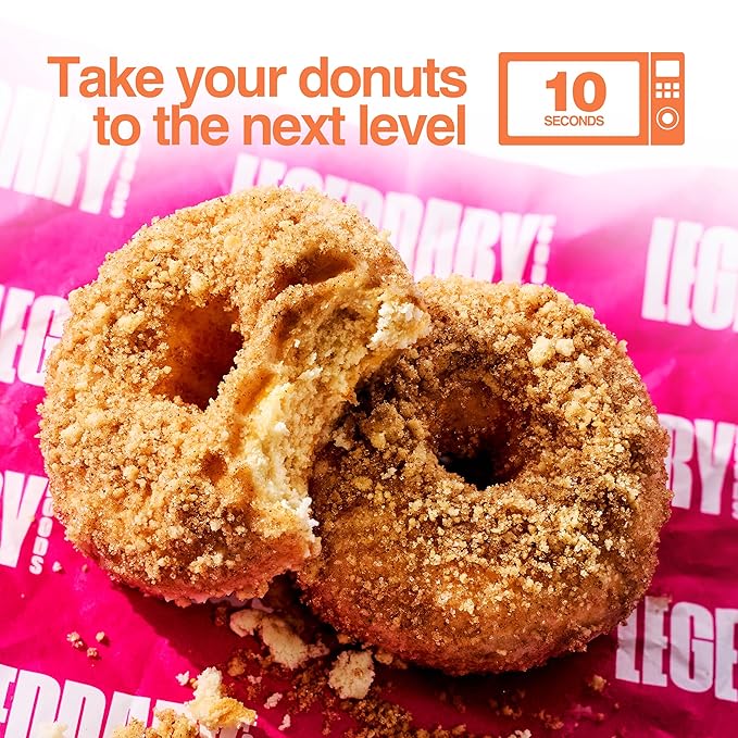 Legendary Foods 22gr Protein Donuts - Crumbly Cinnamon 8x (2 Donuts per Pack), High Protein, Zero Sugar, Gluten Free, Low Carb, Keto Friendly Snack, Healthy Donut for GLP-1, Diabetic, Bariatric Diets