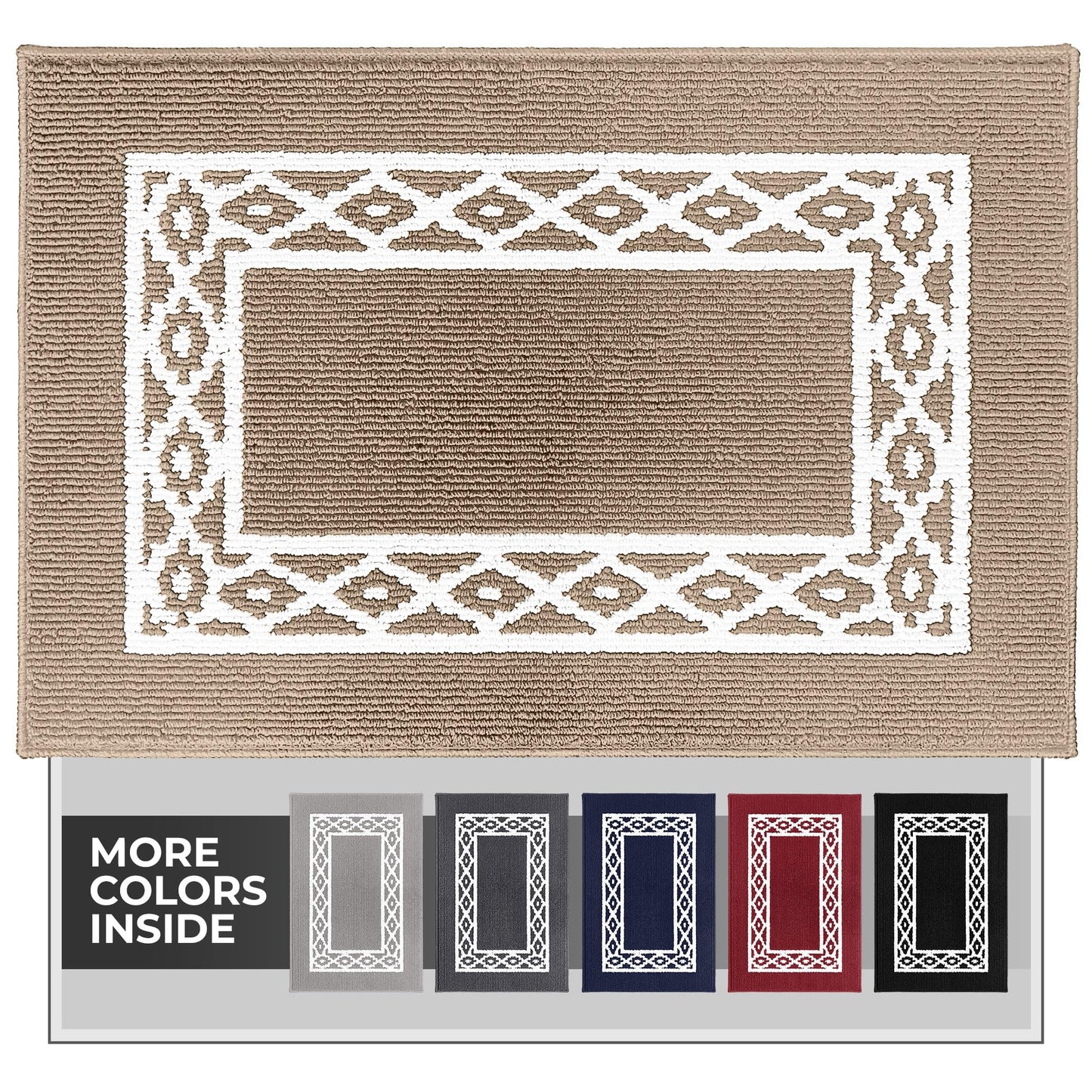 RugMast Premium Quality Polypropylene Indoor Door Mat - Beautiful Design with Non-Slip Backing, Washable & Low Profile Doormat - Ideal for Entryway Doors, Foyer, and Mudroom (20" x 30")