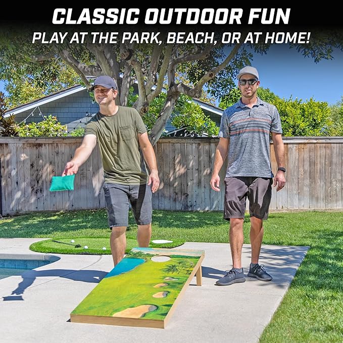 GoSports 4 x 2 ft Regulation Size Wood Cornhole Boards - 10 Vintage Wood Designs (Choose Your Style)