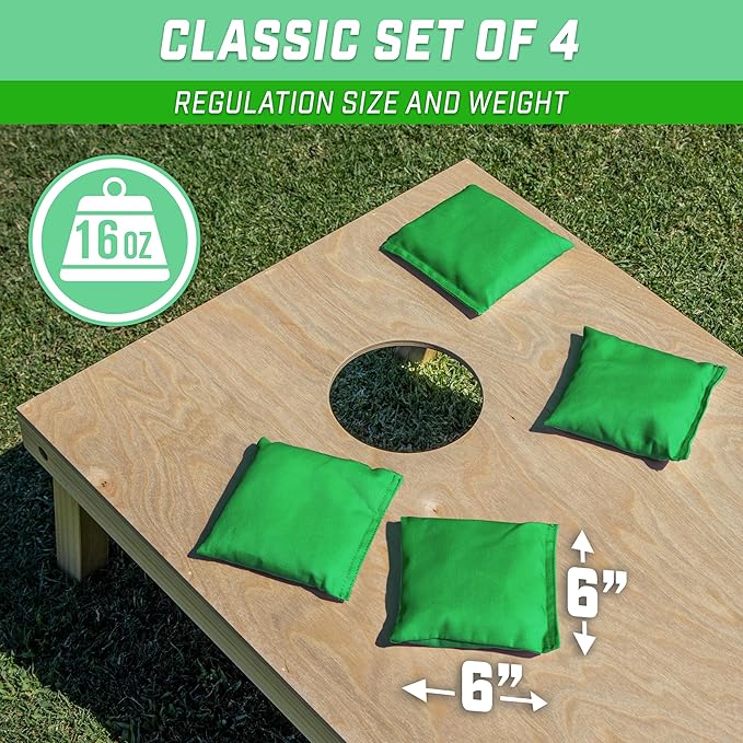 GoSports Classic Cornhole Bean Bags Set of 4-16 Colors Available - Regulation All Weather, Mix and Match
