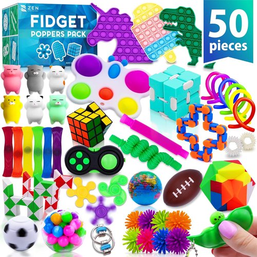 Fidget Poppers Pack - 50 Pcs Sensory Fidget Toys for Kids | Perfect Party Favors & Stocking Stuffers
