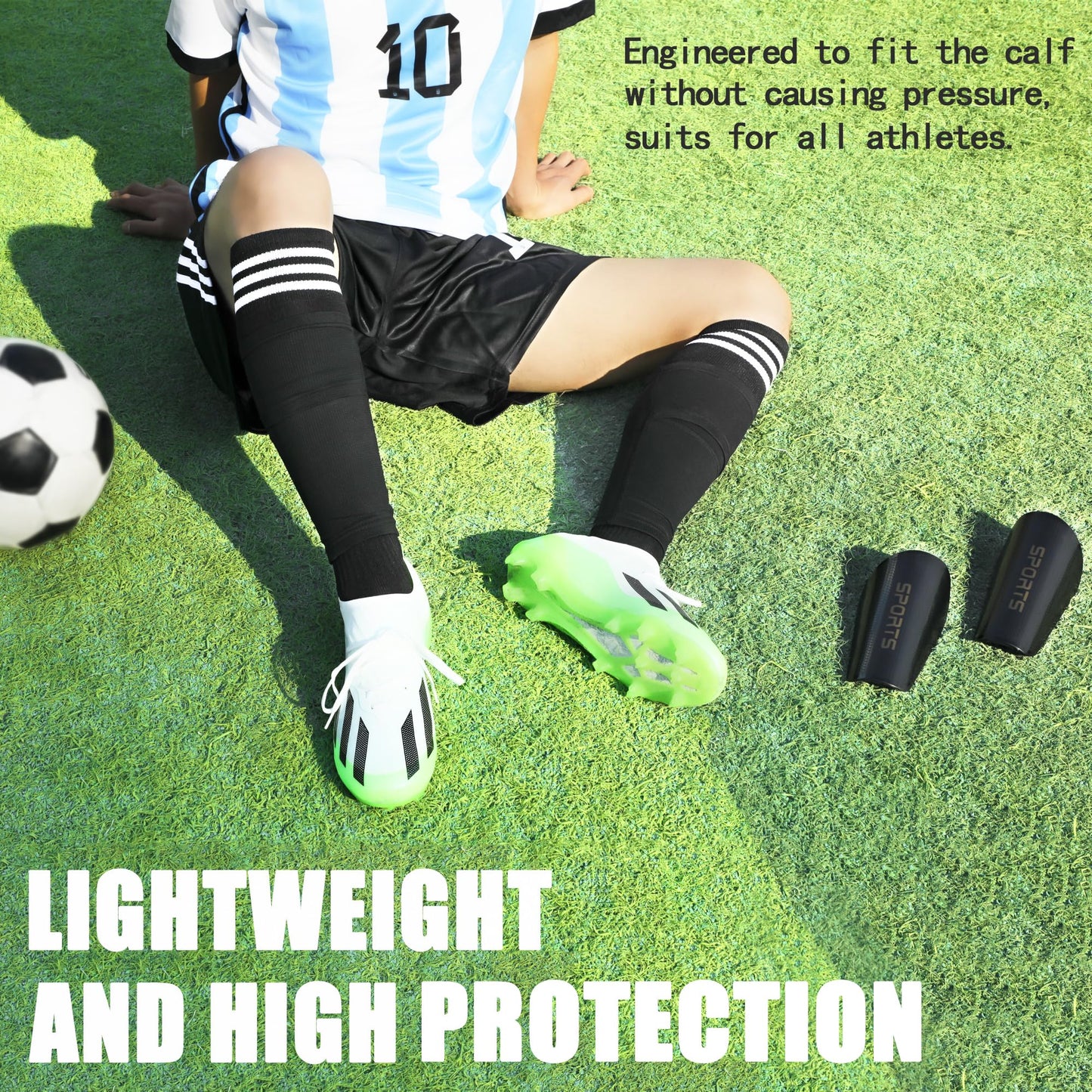 Soccer Shin Guards Toddler and Kids - Shin Pads Set with Shin Sleeves and Long Soccer Socks for Age 3-5, 4-6, 5-7, 6-8, 8-10,10-16 Teens Boys and Girls - Lightweight Football Equipment (M, Black)