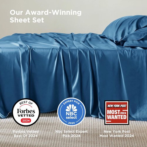 Bedsure Queen Sheet Set - Cooling Bamboo Rayon Sheets | Deep Pocket Up to 16" | Soft & Breathable Teal Bedding