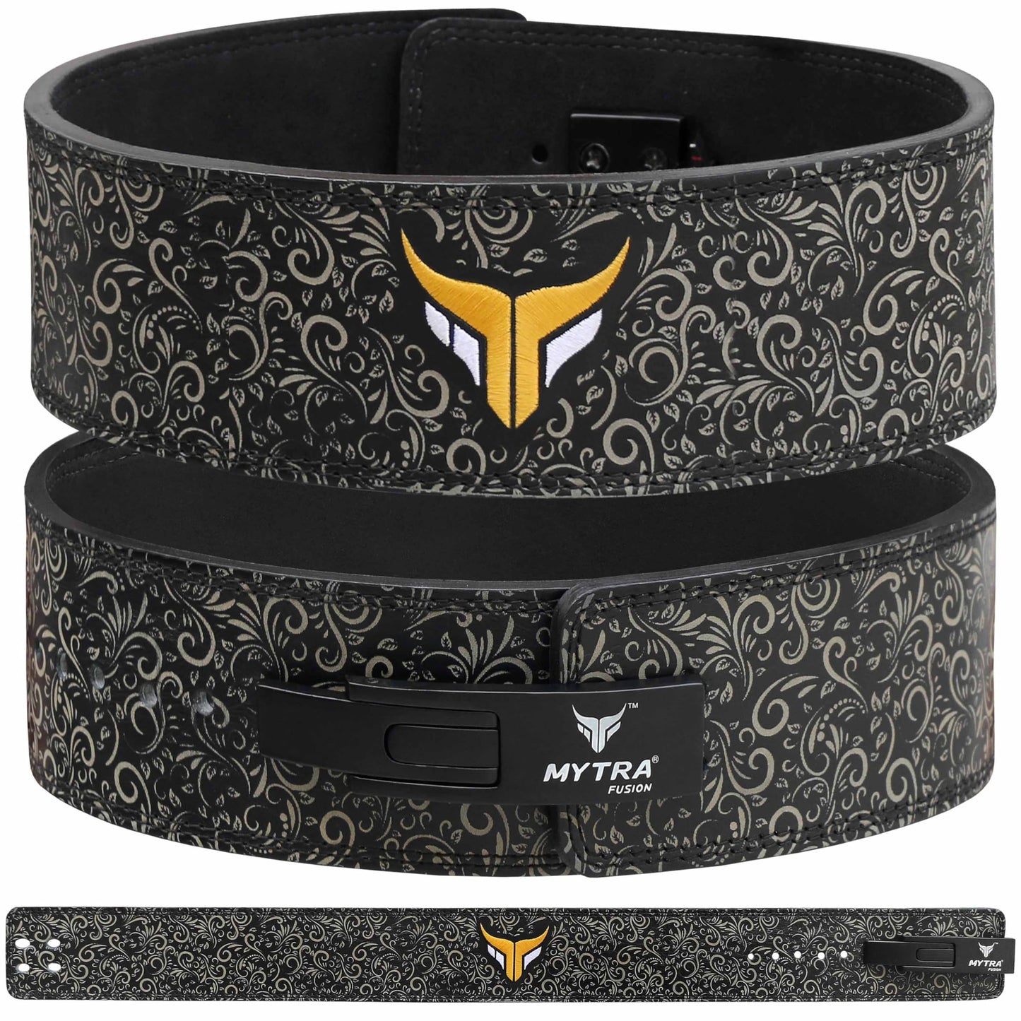 Mytra Fusion Gym Belt whit Buckle Weight Lifting Belt for Gym, Fitness, Workout, women & men Weightlifting Belt (Black, M)