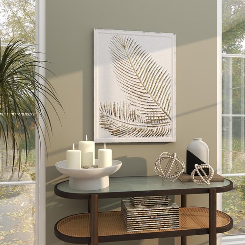 Deco 79 Metal Leaf Home Wall Decor Relief Palm Wall Sculpture with Gold Detailing, Wall Art 23" x 1" x 31", Gold