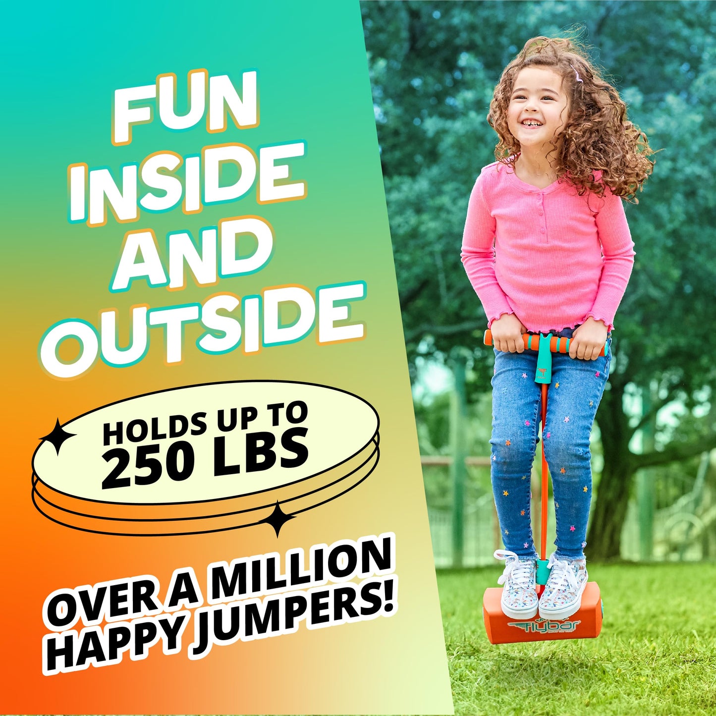 Flybar My First Foam Pogo Jumper for Kids Fun and Safe Pogo Stick for Toddlers, Durable Foam and Bungee Jumper for Ages 3 and up, Supports up to 250lbs (Orange)