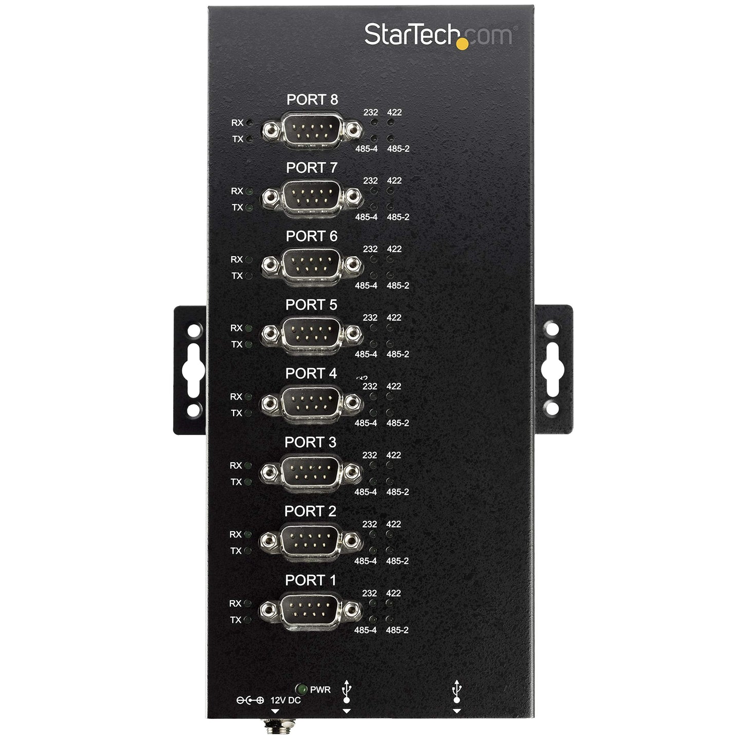 StarTech.com 8 Port Serial Hub USB to RS232/RS485/RS422 Adapter - Industrial USB 2.0 to DB9 Serial Converter Hub - IP30 Rated - Din Rail Mountable Metal Serial Hub - 15kV ESD Protection, TAA