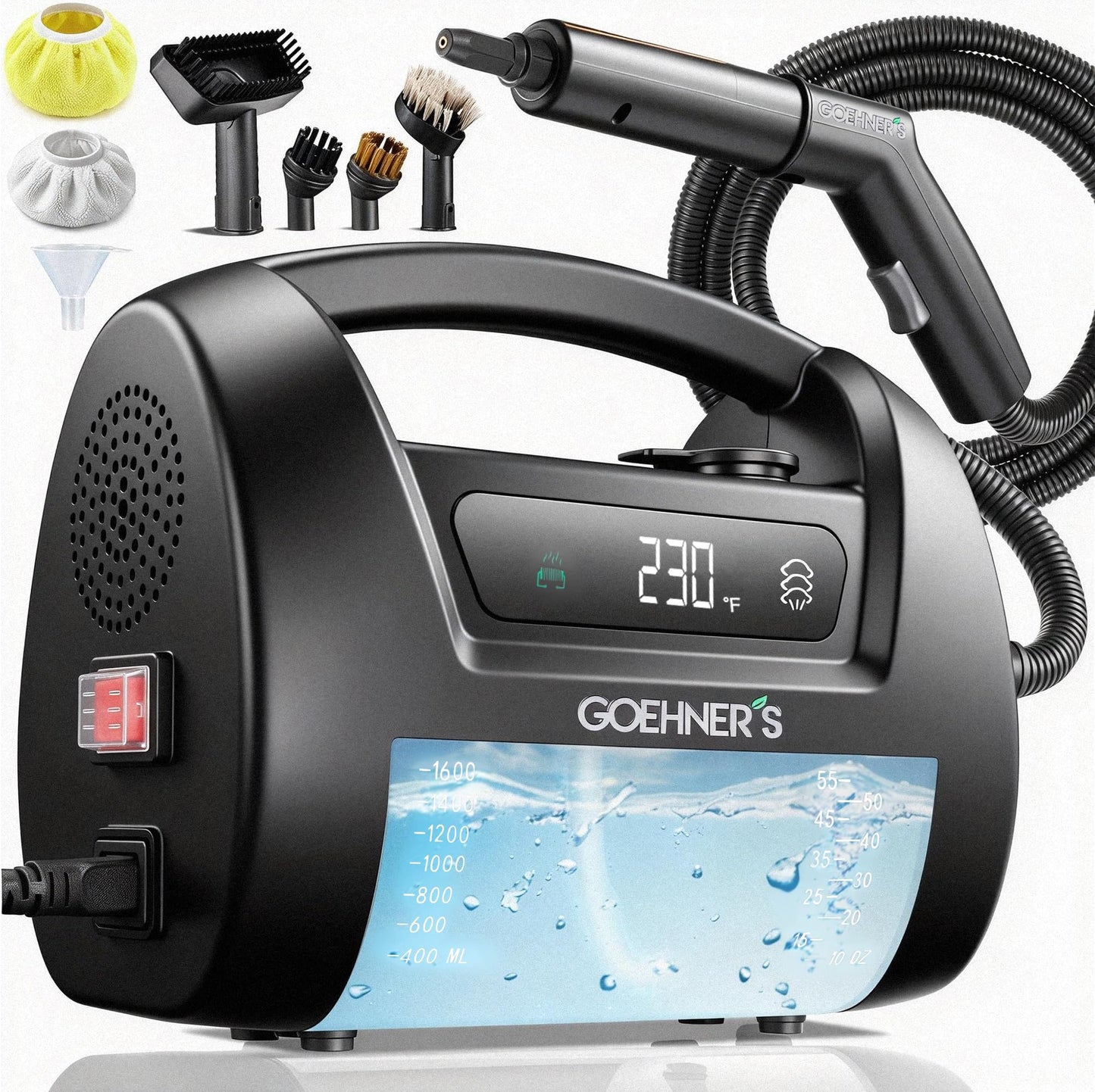 𝐔𝐩𝐠𝐫𝐚𝐝𝐞𝐝 Handheld Steam Cleaner for Home, 230°F/3.5Bar High Pressure Hand held Steam Cleaner for Car Detailing with 13ft Cord, 30s Heats Portable Steamer for Cleaning Grout (Black)