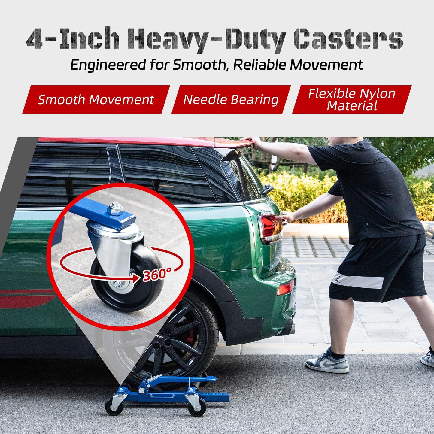 Car Dolly Jack Set of 2, Mechanical 1500-lbs Wheel Dolly, 9'' car Wheel Dolly Positioning Jack, Car Dollies for Vehicle Positioning & Auto Repair Moving, Blue