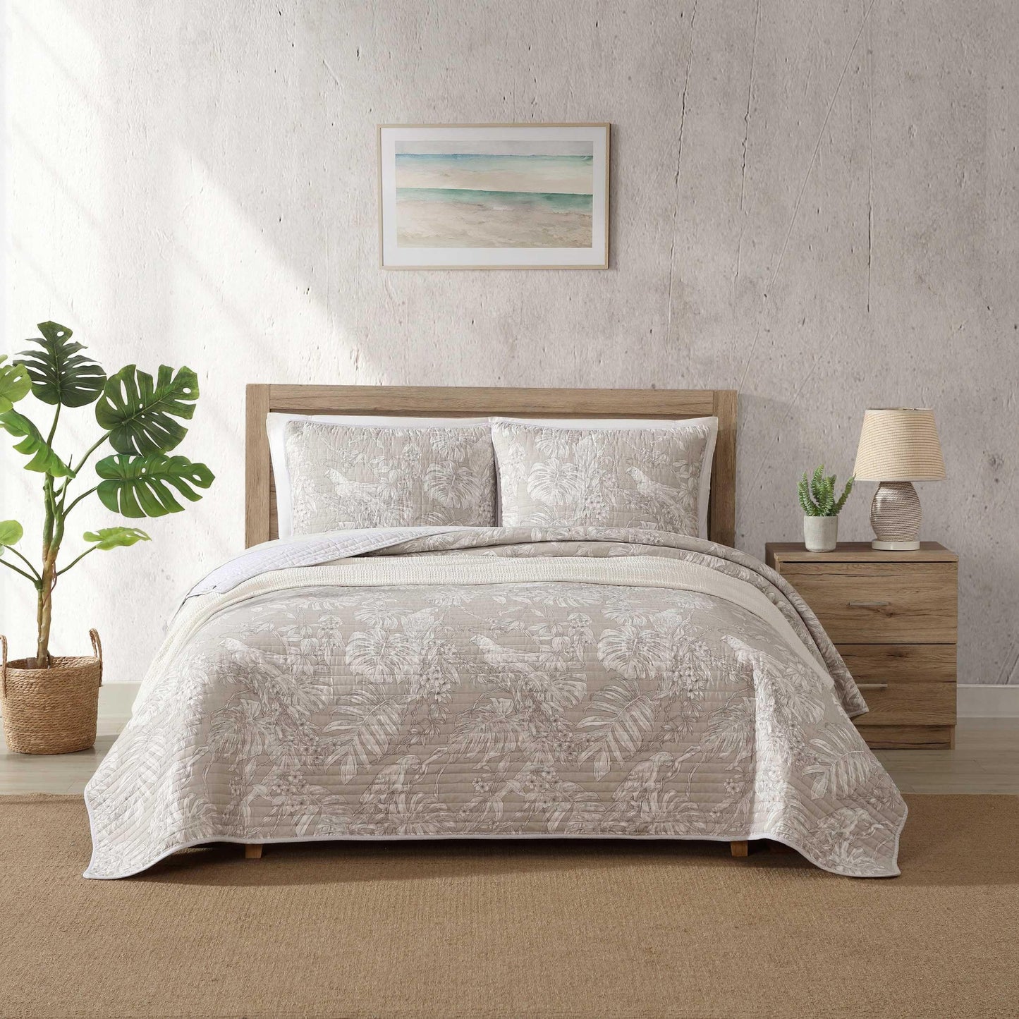 Tommy Bahama - Full/Queen Quilt Set, Lightweight and Breathable Bedding with Matching Sham(s), Super Soft Bedding Set (Jungle Toile Beige, Full/Queen)