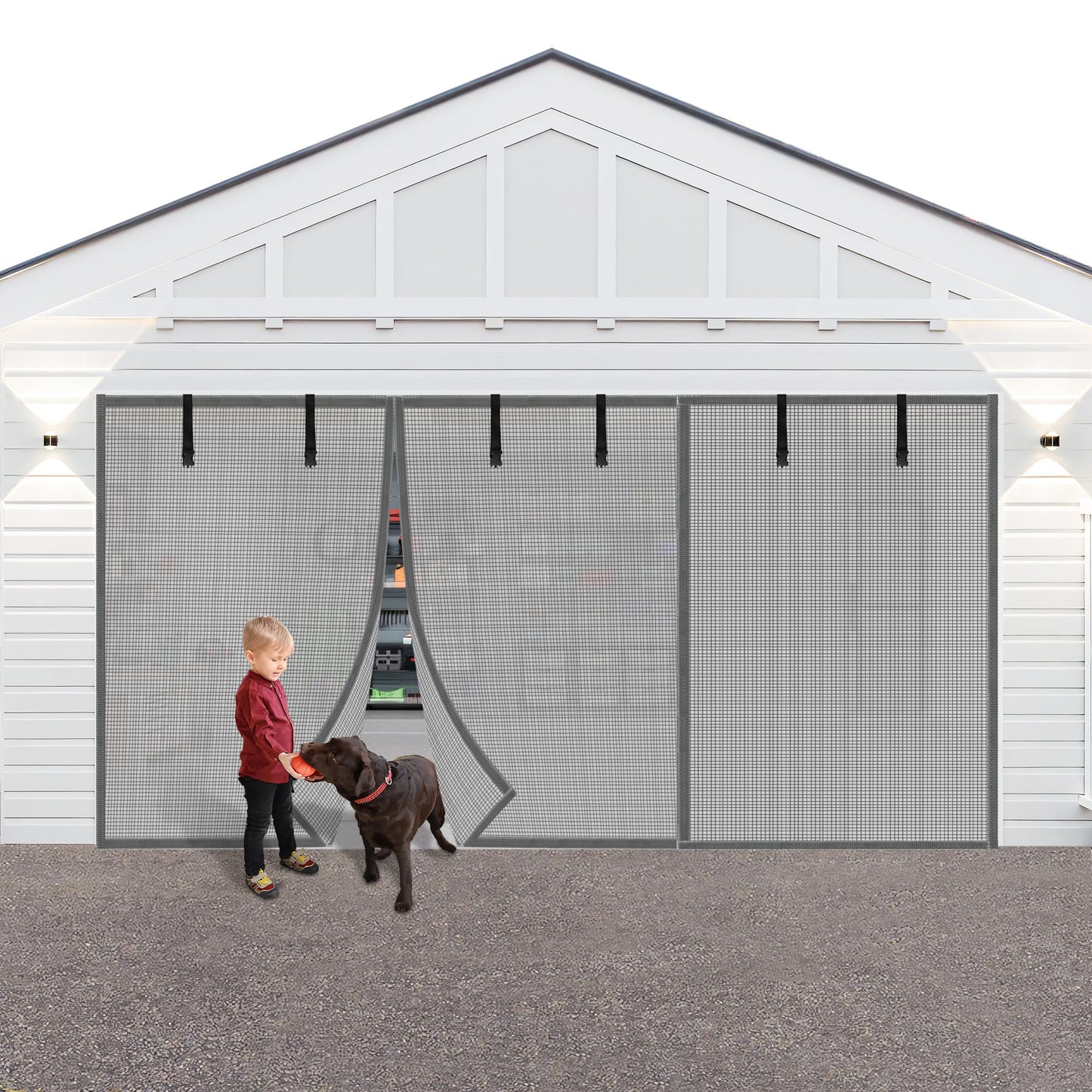 LIAMST Privacy Garage Door Screen Blackout for 1 Car Garage-10x9FT Privacy Silver Grey Heavy Duty Magnetic Garage Screen, Hands Free, Magnetic Privacy Garage Screen Door