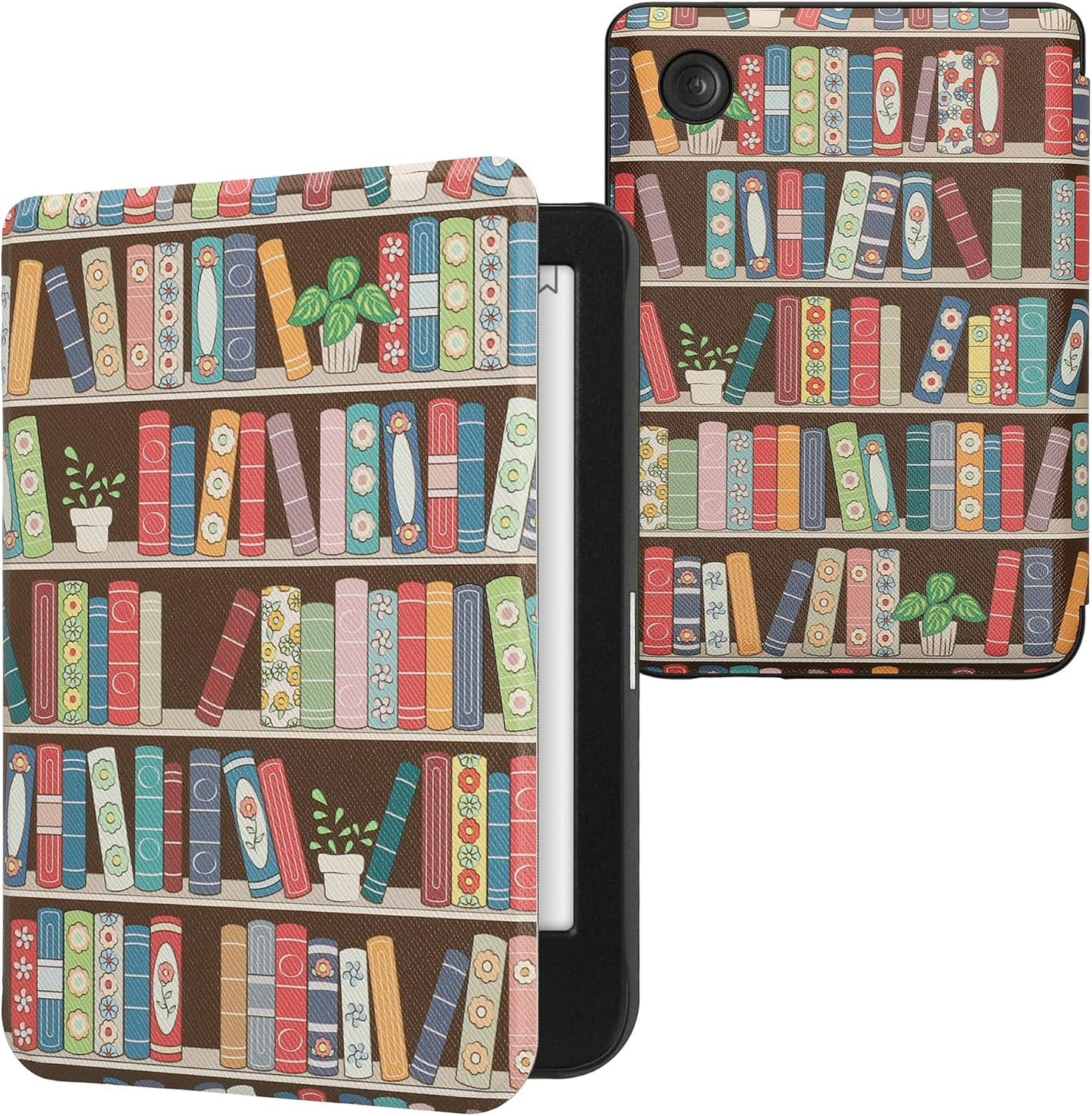 kwmobile Summer Case Compatible with Kobo Clara BW/Colour Case - eReader Cover - Library Blue/Green/Dark Pink