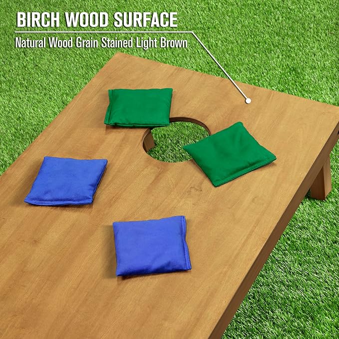 GoSports 4 ft x 2 ft Regulation Size Wooden Cornhole Boards Set - Includes Carrying Case - Full Regulation Size Bean Bag Toss Boards