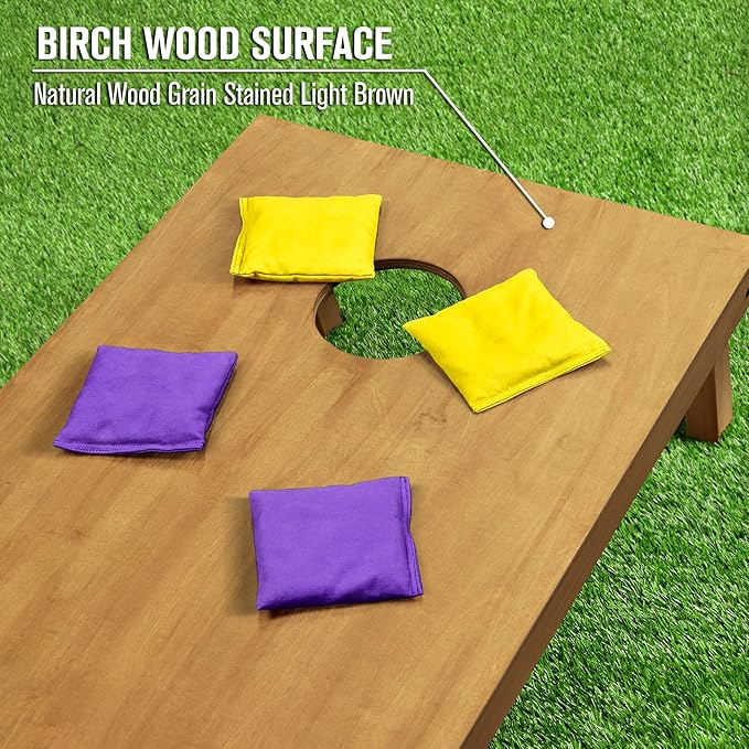 GoSports 4 ft x 2 ft Regulation Size Wooden Cornhole Boards Set - Includes Carrying Case - Full Regulation Size Bean Bag Toss Boards