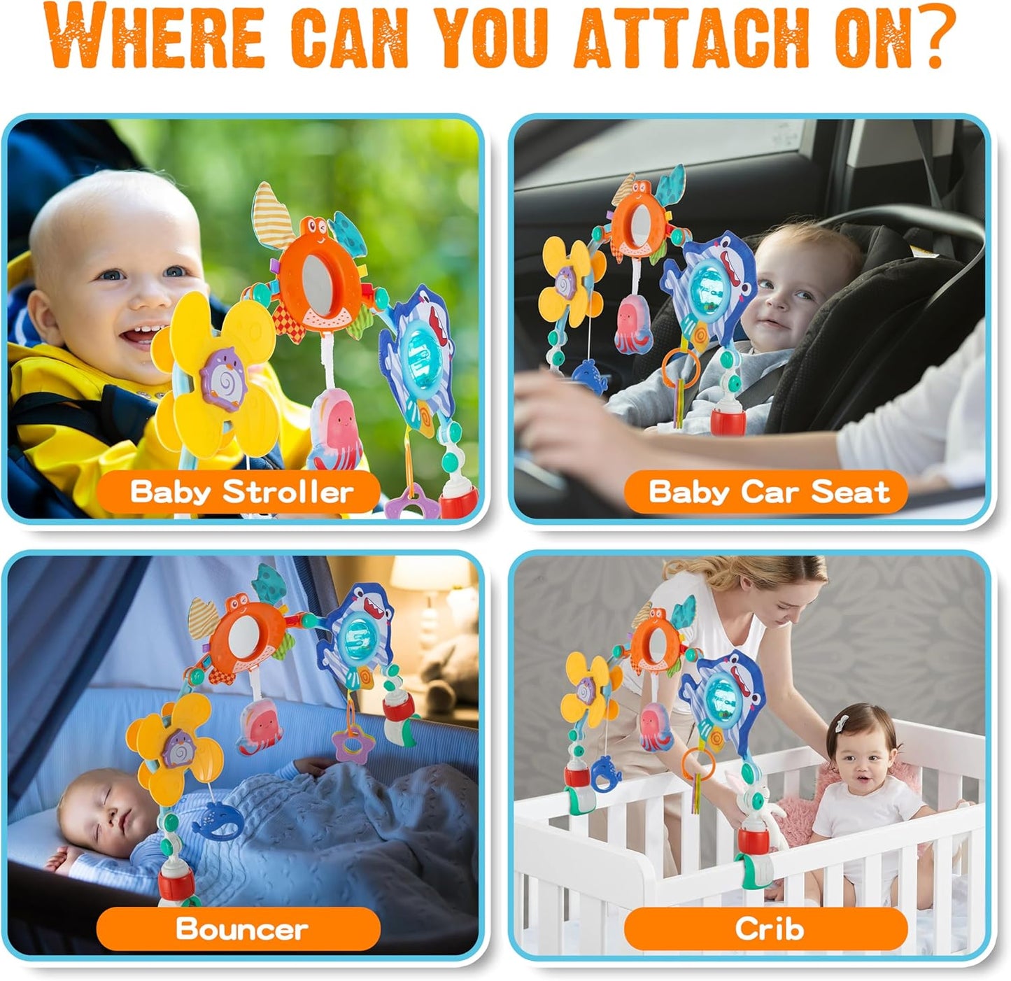 Skiennix Baby Stroller Arch Toy - Adjustable Sensory Activity Toy for Infants | Fits Strollers, Cribs & Car Seats