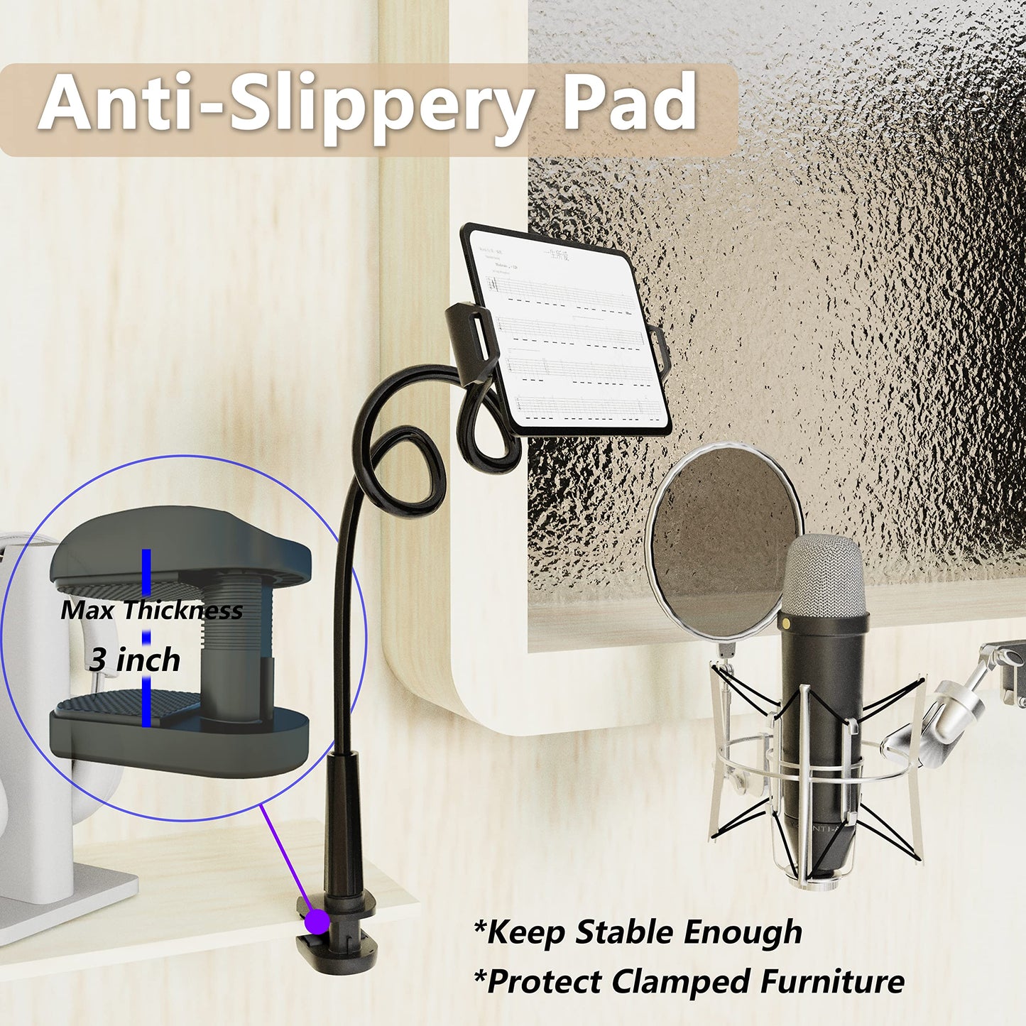 MAGIPEA Gooseneck Tablet Holder for Bed, Flexible Tablet Stand Holder with 360° Adjustable, Hands Free Tablet Mount Clip, Compatible with iPad/Kindle/Switch/Galaxy Tabs, More 4.7-13" Devices