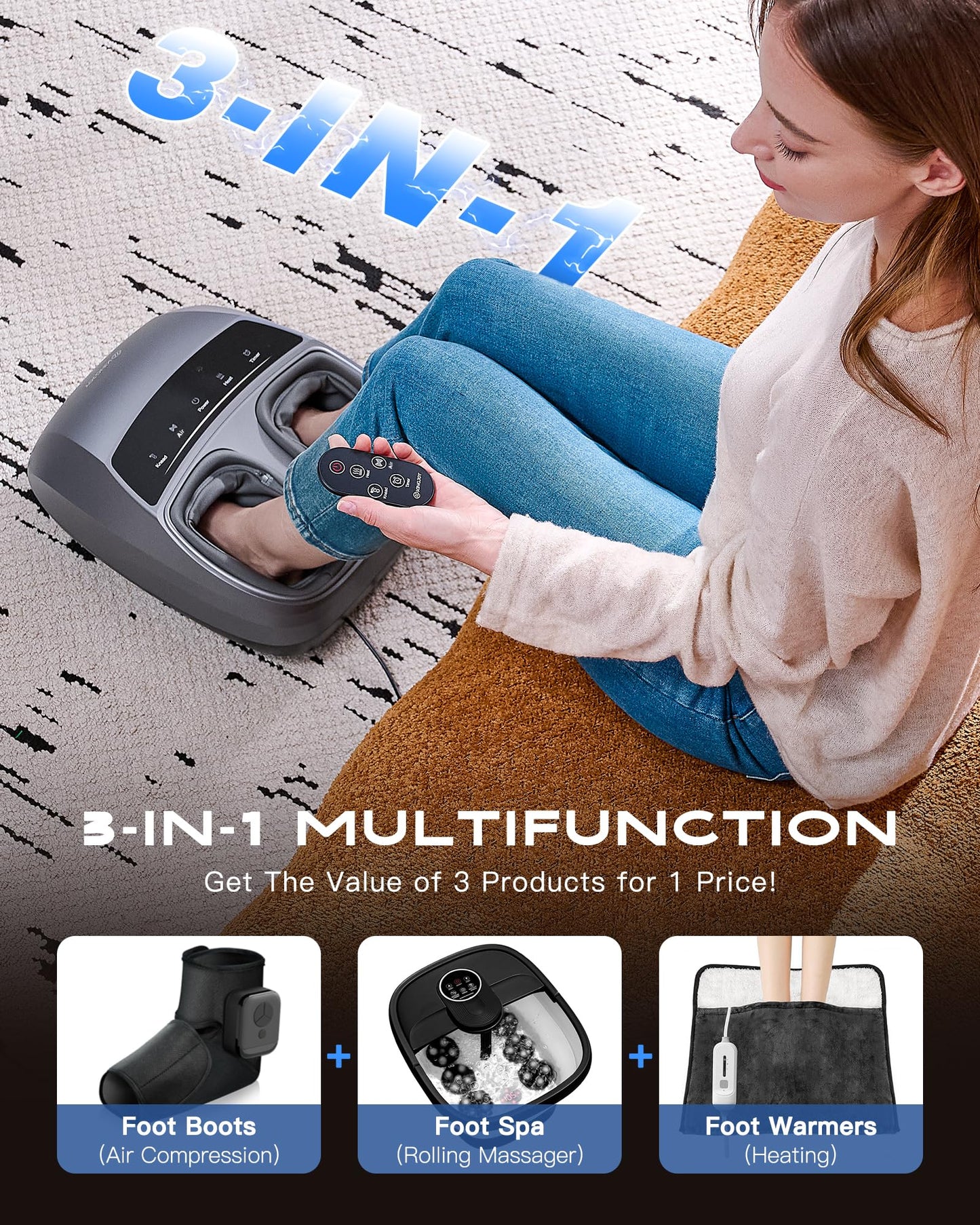 KINGJOY Foot Massager with Heat for Neuropathy, [2026 Upgraded], Deep Kneading Shiatsu Foot Massager for Plantar Fasciitis, Fits Up to Men Size 14, Gifts for Women Mom Men Dad Seniors