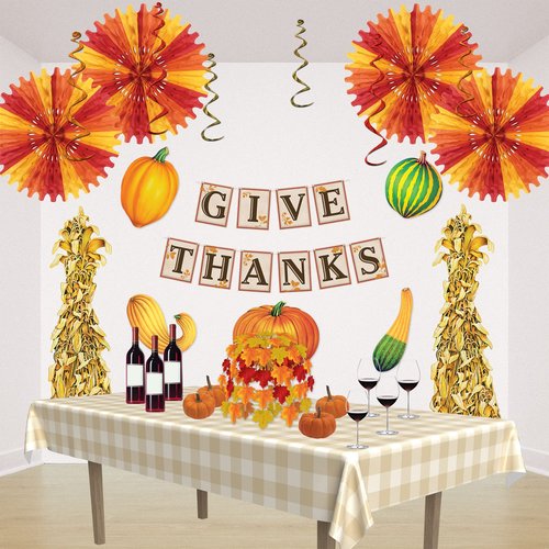 Beistle 12 Piece Fall Tissue Paper Fan Decorations For Thanksgiving And Autumn Celebrations