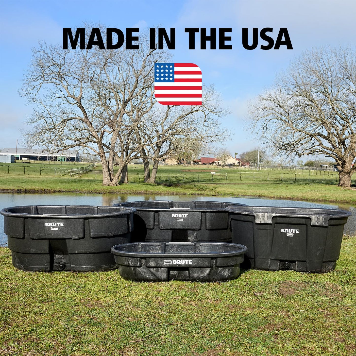 Rubbermaid Commercial Products Stock Tank 100-Gallons Structural Foam Heavy Duty Container for Livestock/Animal/Cattle Feed & Water Outdoor Homemade Pool/Hot Tub/Bathtub & Pet Cleaning/Dog Wash