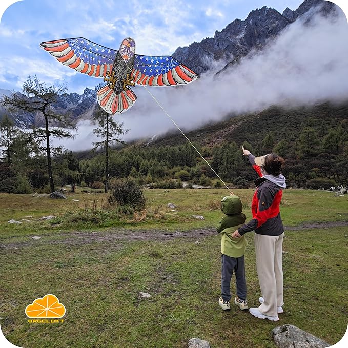 ORGCLDKT- 3D Lifelike Style Bird/Eagle Kite, Super Easy to Fly with, Ideal for Kids, Adults, Girls, Boys. Kites for The Beach, Grassland, Hiking