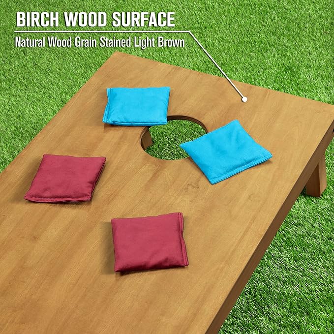 GoSports 4 ft x 2 ft Regulation Size Wooden Cornhole Boards Set - Includes Carrying Case - Full Regulation Size Bean Bag Toss Boards