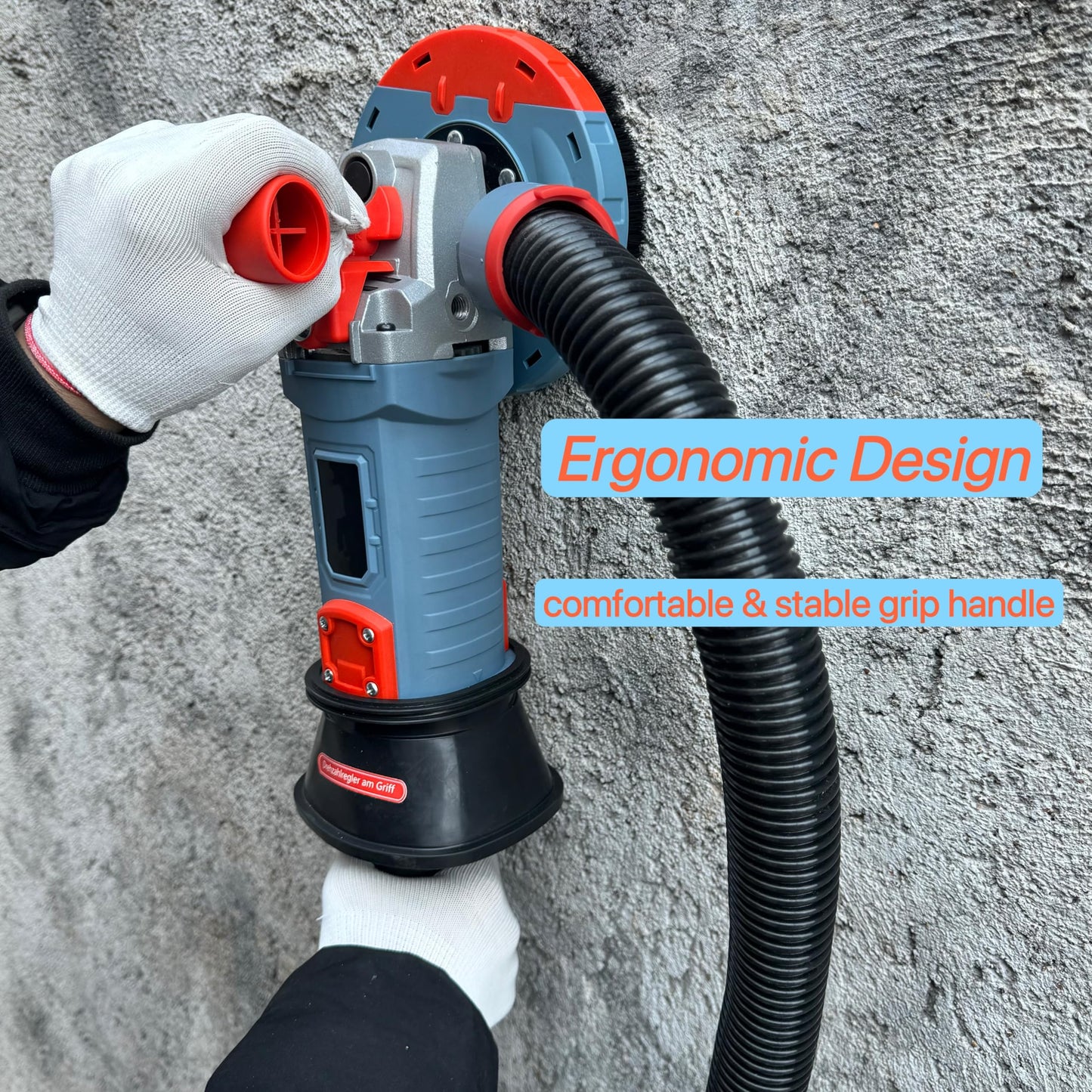 Wohenhao 5 Inch Concrete Planer 1500W with Dust Extraction Shroud and Diamond Cup Wheel, Floor Carpet Vinyl & Tile Adhesive Removal Machine