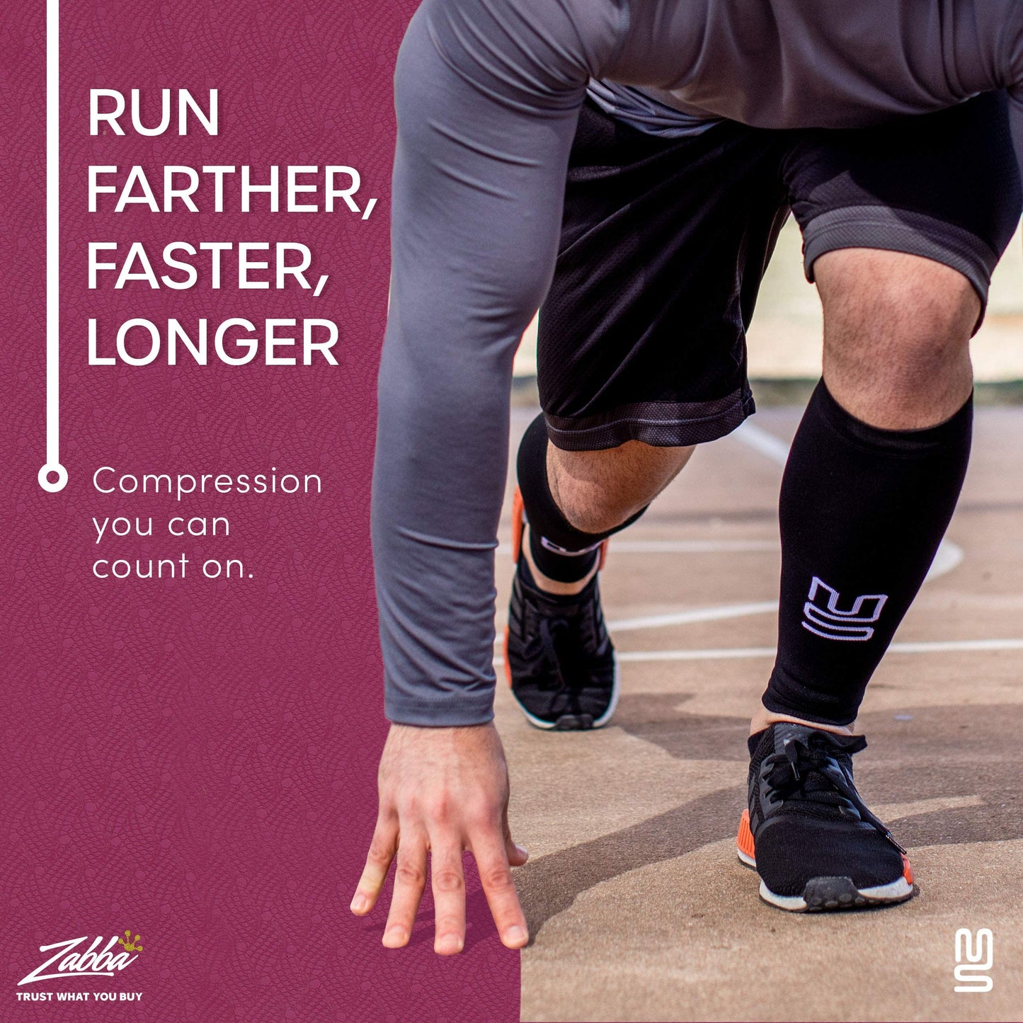 Modetro Sports Calf Compression Sleeves - Leg Sleeves for Men and Women - Support Brace for Running Flights Shin Splints
