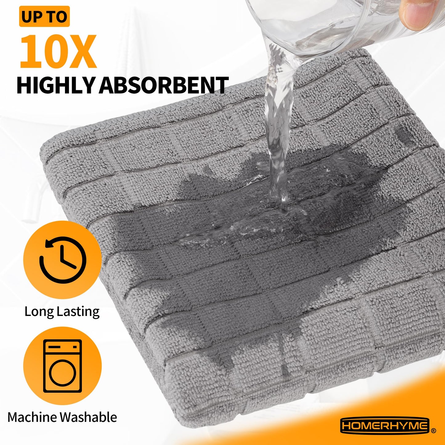HOMERHYME Hand Towels, 12 Pack 25''*15'' Gym Towels, Grey Quick Dry Lint Free Soft Absorbent Bulk Checkered Fingertip Washcloths Bath Towels for Bathroom Kitchen Salon Workout Shower