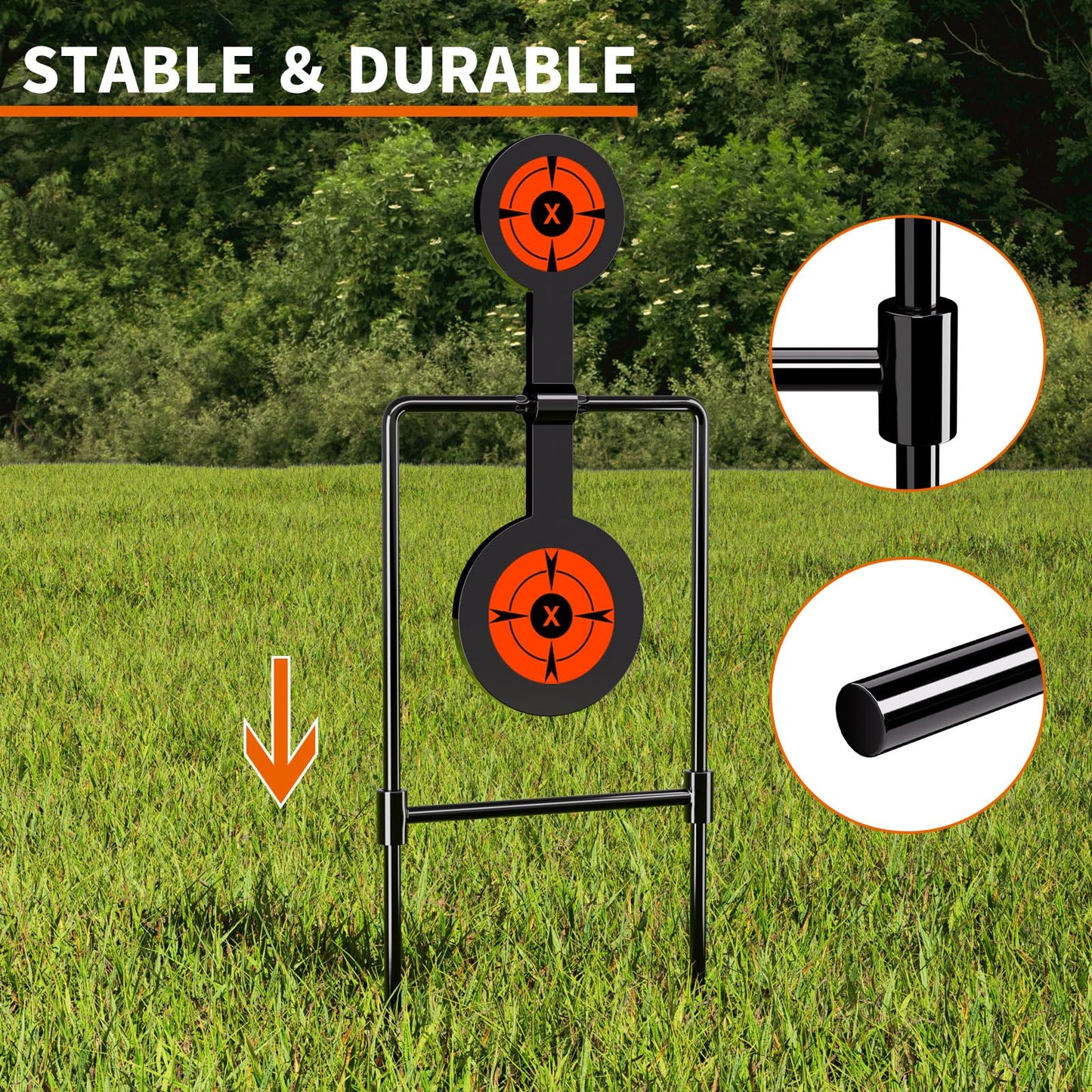 Highwild 3/8 Inch Thick Double Spinner Shooting Targets - Auto Reset Steel Target - for Centerfire Handguns Up to .44 Magnum