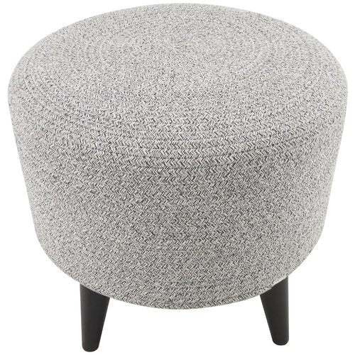 Deco 79 Polyester Living Room Stool Chevron Textured Ottoman with Black Wooden Legs, Foot Stool 17" x 17" x 17", Light Gray