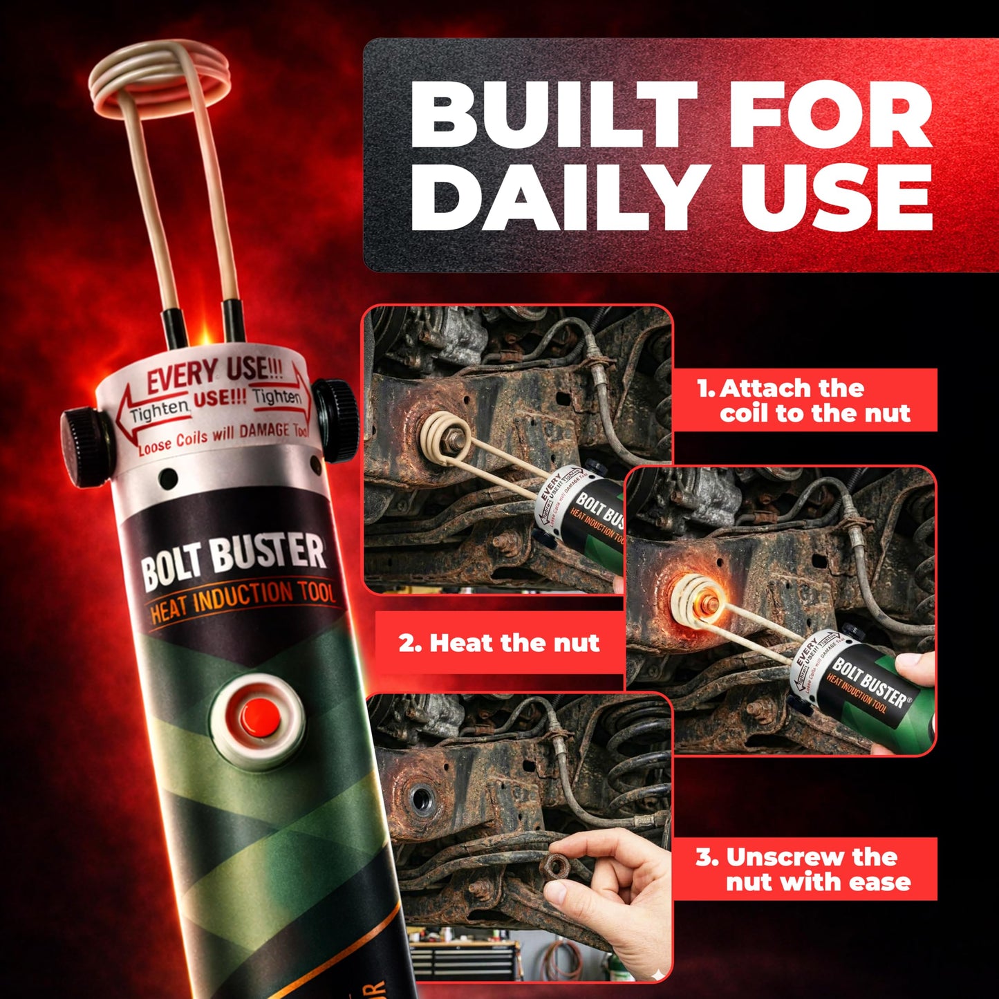 Bolt Buster Magnetic Induction Heater – 1800W 110V Handheld Magnetic Heat Induction Tool with Advanced Coil Kit for Bolt Removal