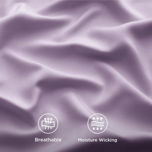 Bedsure Queen Sheet Set - Cooling Rayon Bamboo Sheets | Breathable & Soft, Deep Pocket Up to 16 Inches, Lilac