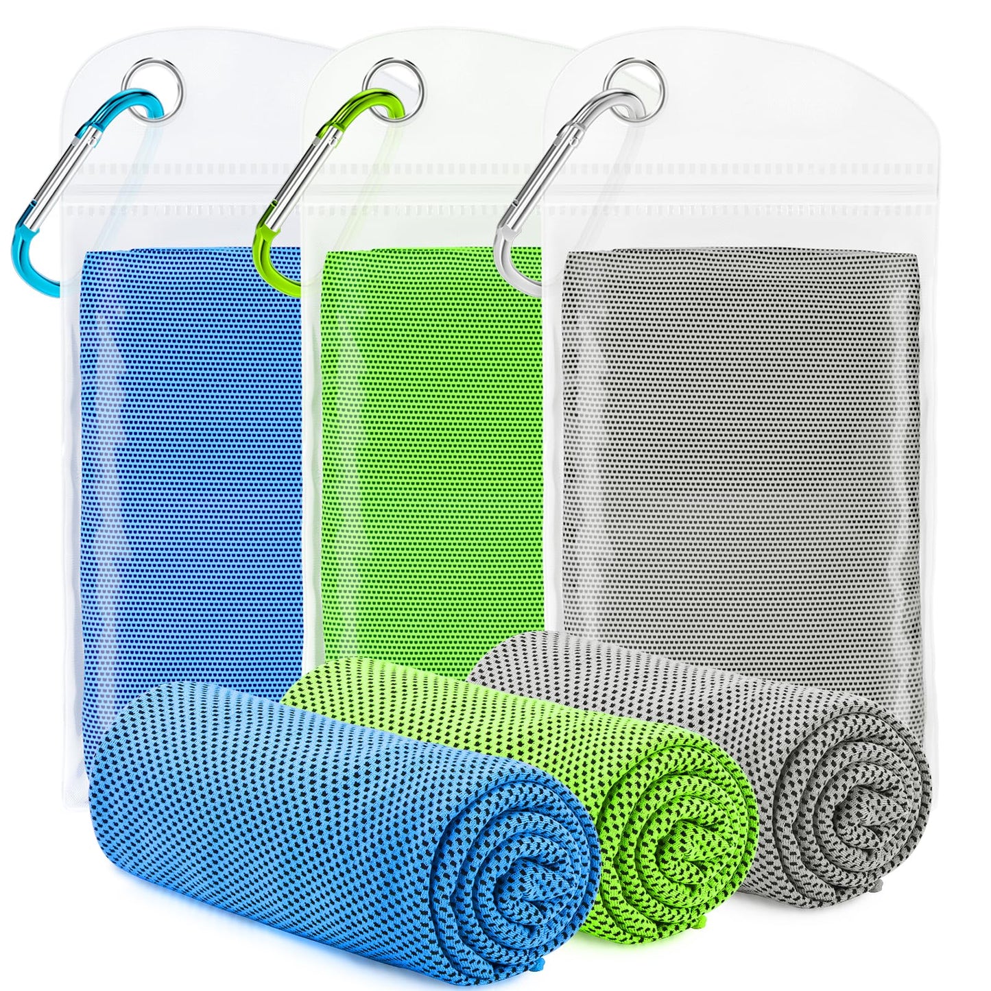 Amgico 3 Pack Cooling Towel(40"x12") for Neck and face, Ice Towel, Soft Breathable Towels, Cooling Rags for Yoga, Sport, Running, Workout, Gym, Camping, Fitness, Workout & More