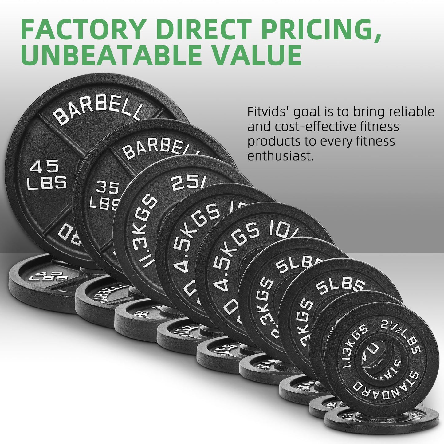 Fitvids 2 Inch Olympic Weight Plates, 2x 35 LB Plates for Home Gym Strength Training, Deep Grip Edge