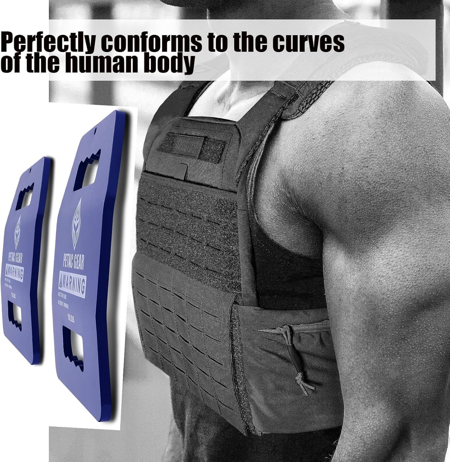 PETAC GEAR Curved/Straight Weights Plates For Weighted Vest For Men Workout,5/10/15/20 LBS Weight Strength Training Vests Equipment Workout Gear (Curved, 10LB*2)