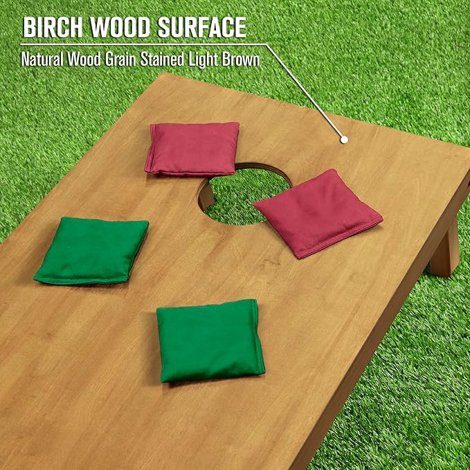 GoSports 4 ft x 2 ft Regulation Size Wooden Cornhole Boards Set - Includes Carrying Case - Full Regulation Size Bean Bag Toss Boards