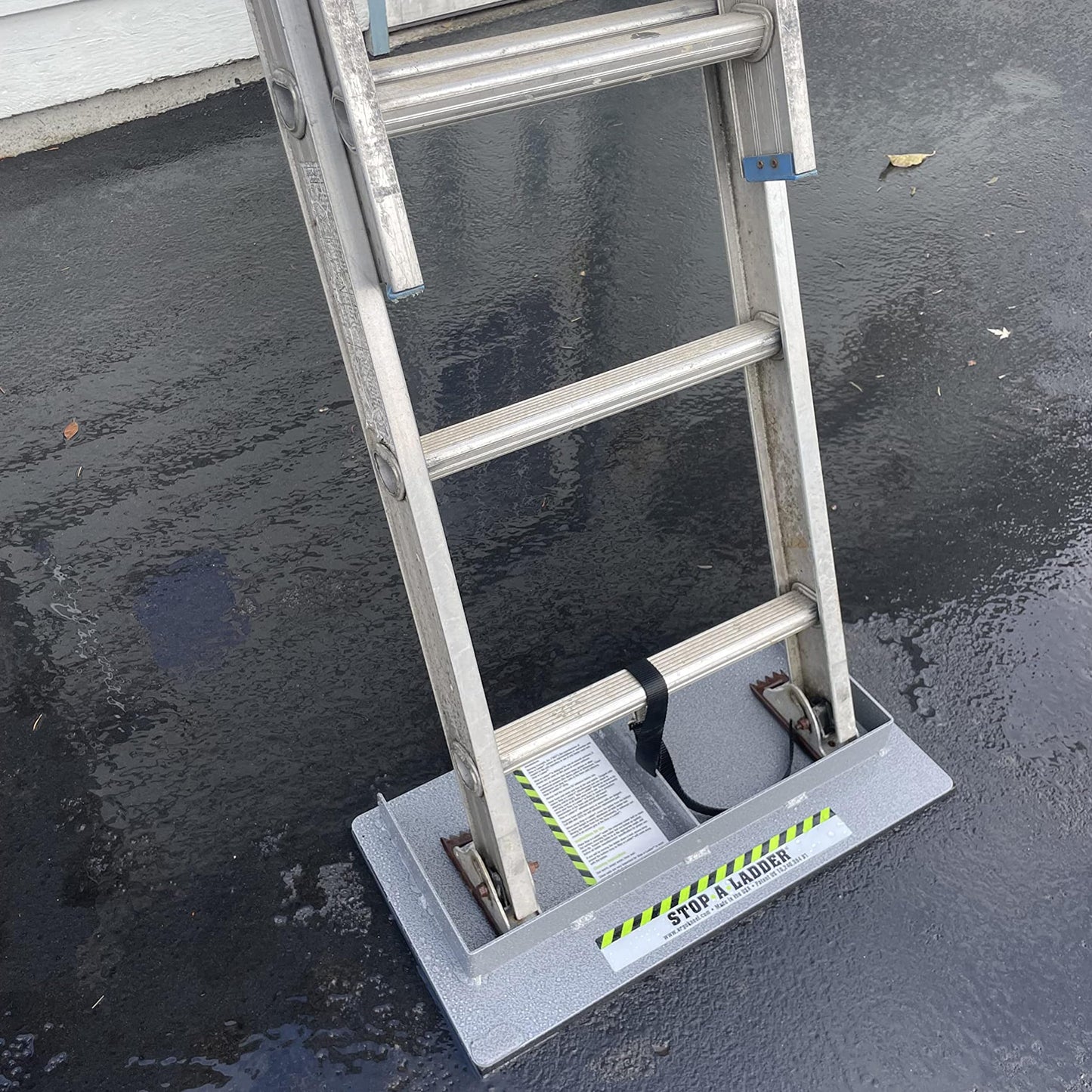 Stop-A-Ladder | Ladder Safety Device Prevents Slipping on Slick Surfaces | Fits Extension Ladders Up to 21” Wide | Lightweight, 6 lb Foam Grip with Adjustable Strap | Ladder Grip